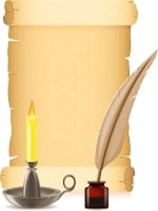 10654014oldpaperconflagrantcandleandfeatherwithinksvectorillustration