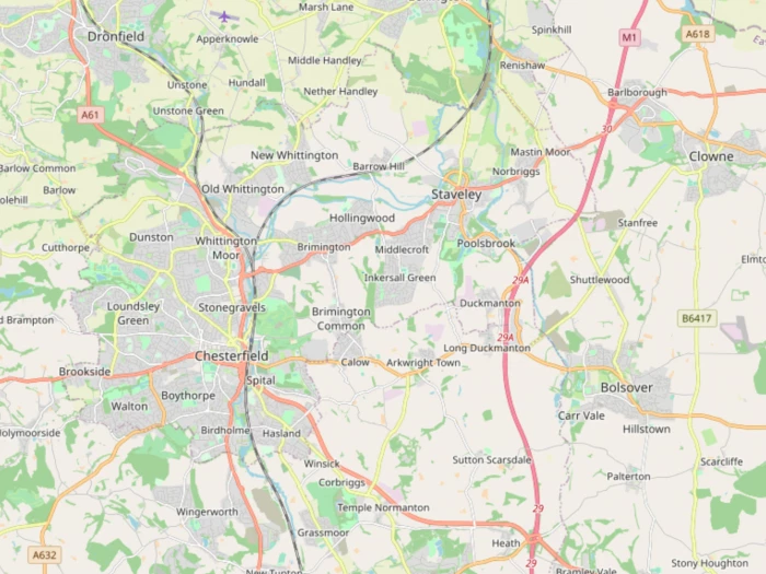 Map showing the location of Derbyshire North East Methodit Circuit