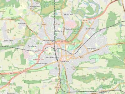 Map showing the location of Merrow Methodist Church