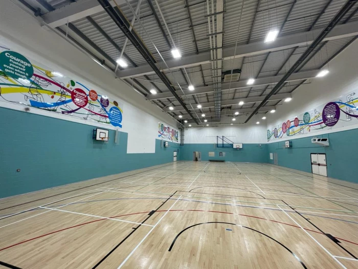 a view of the refurbished sports hall at st paul39s high school in manchester
