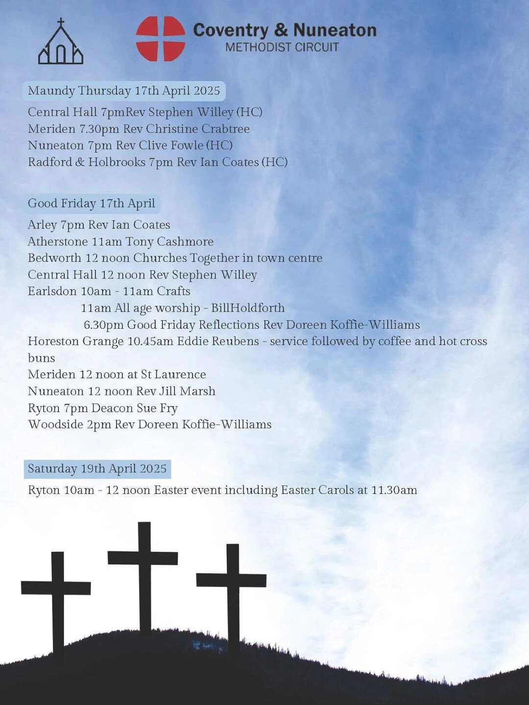 additional easter services 2025