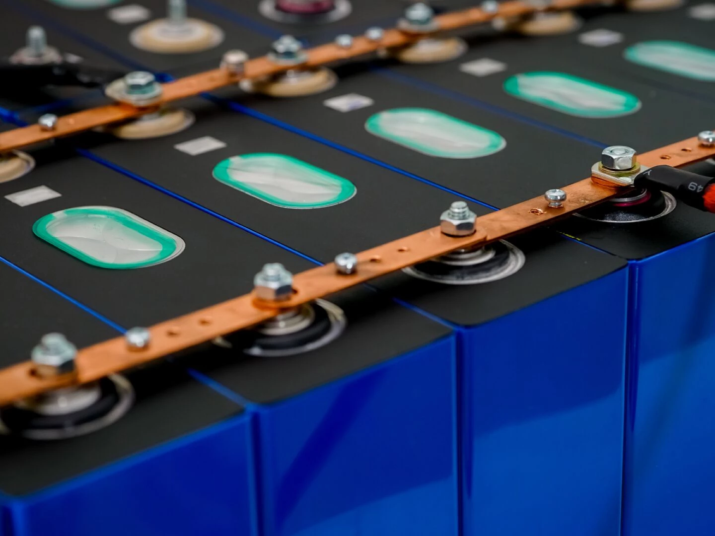 an array of solarpower battery storage units