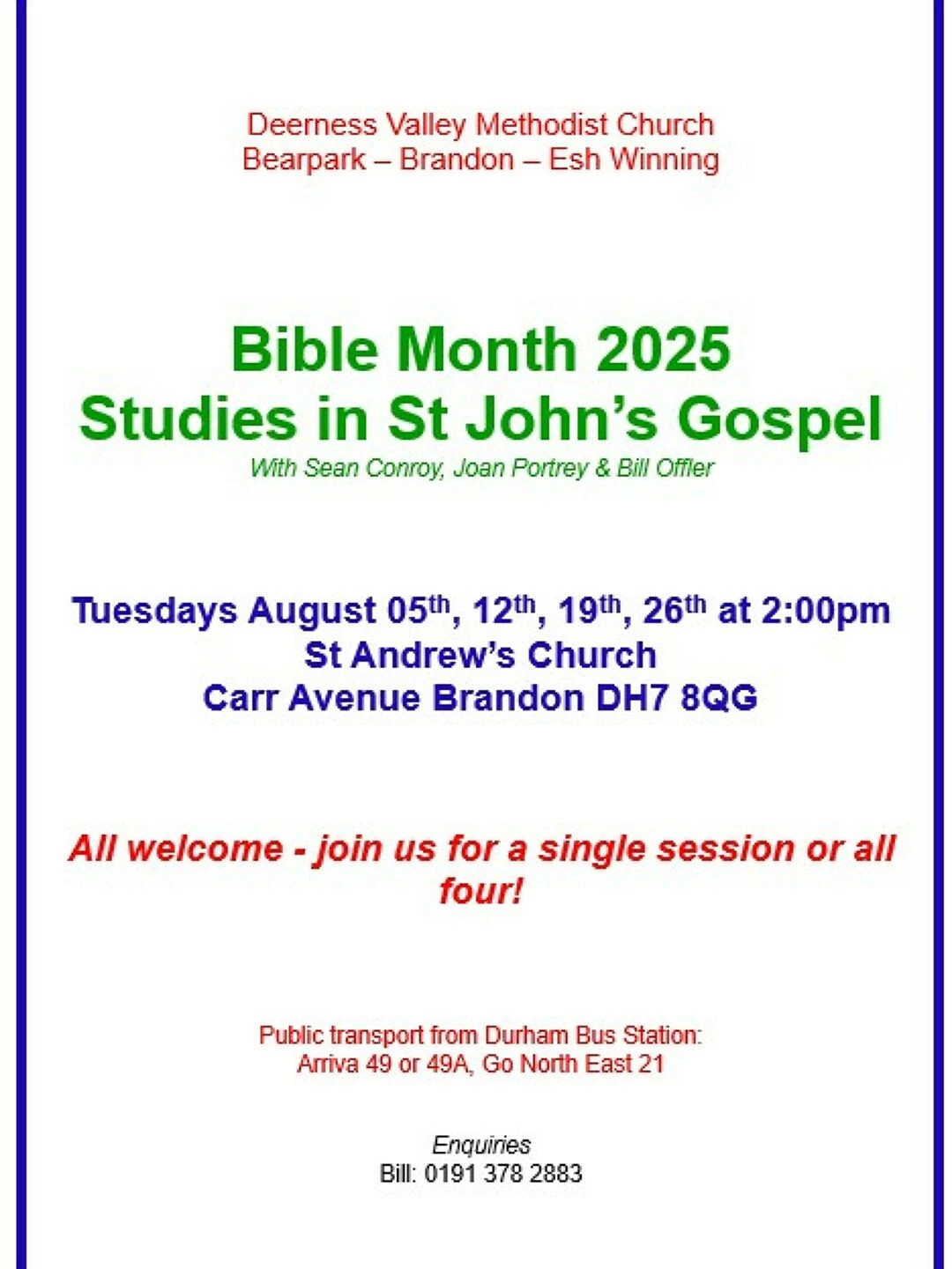 bible month sessions at st andrews brandon august 2025