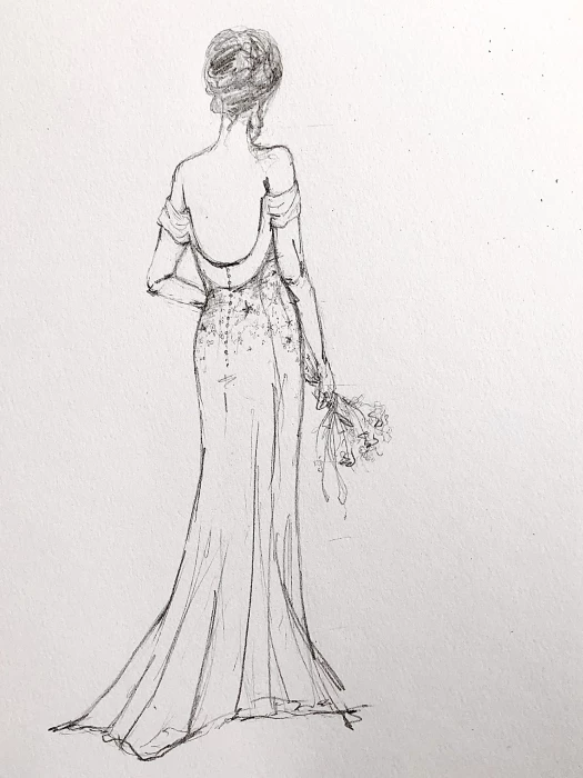 Bespoke bride design original sketch Jess P