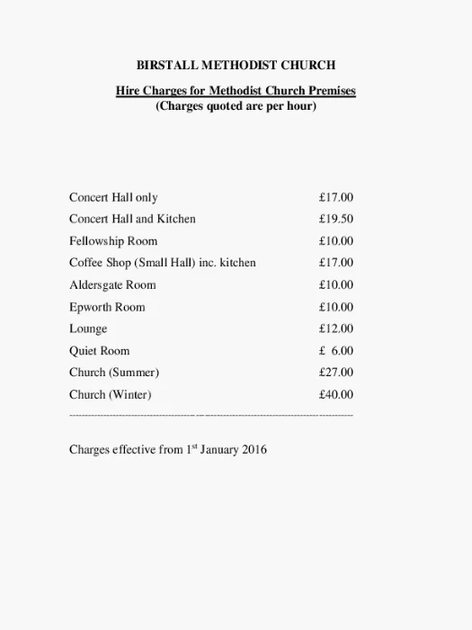 Birstall hire charges