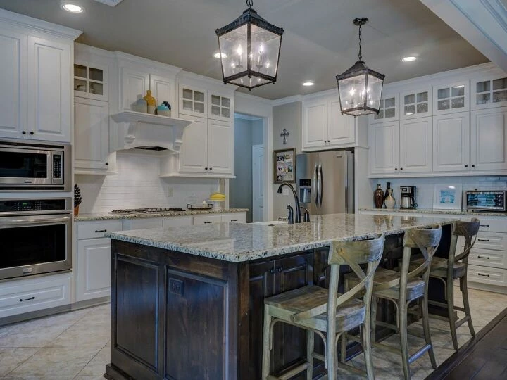 Kitchen, interior design, room, home, interior, residential, decor, decoration, domestic, indoors, style, home design, luxury, furniture, furnishings, fixtures, design, residence, luxury home, chairs, interior decoration, table, kitchen table, kitchen cou