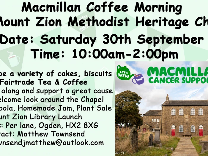 Mt Zion Macmilan Coffee Morning 30 Sept 23