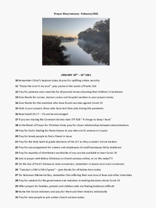 Prayer Diary Jan Feb 2021