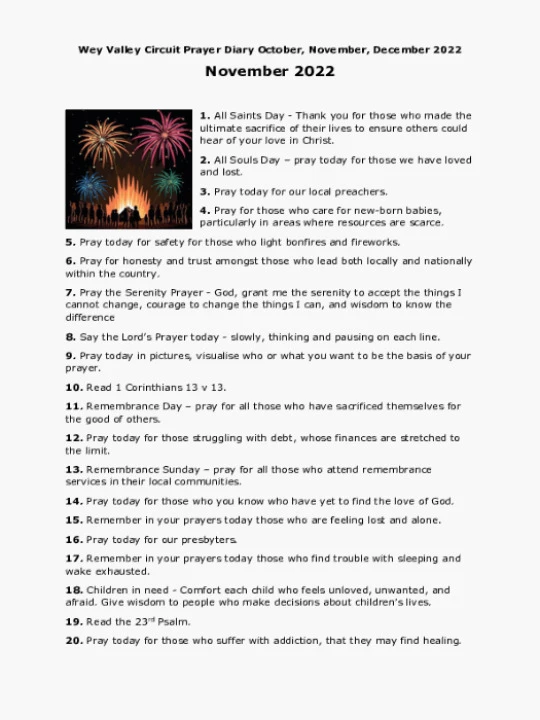 Wey Valley Prayer Diary November 2022