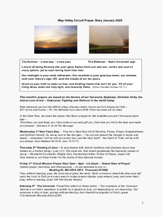 Circuit Prayer Diary – January 2025