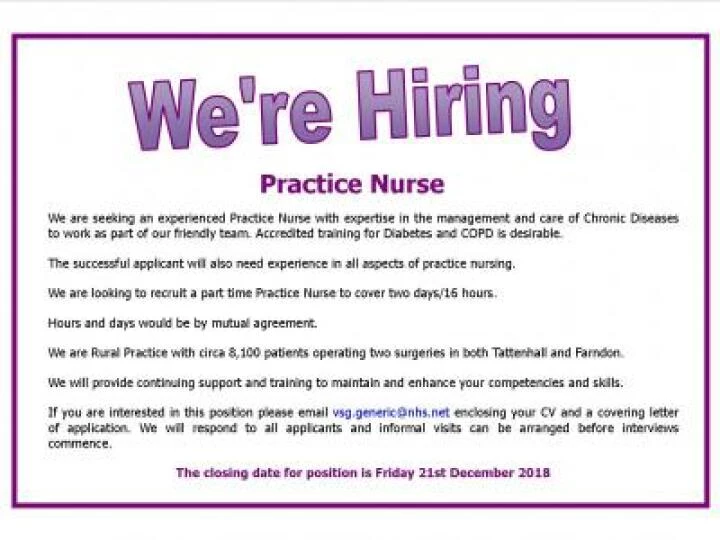 Practice Nurse Advert lanscape Dec 2018