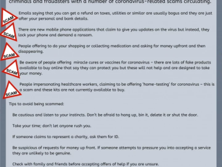 Scam warnings