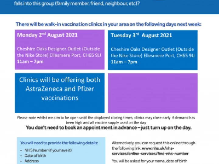 Tattenhall Online – 020821 Vaccination Clinics