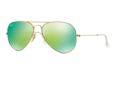 Ray-Ban Aviator In Matte Gold With Mirror Green Lenses RB3025 112-19