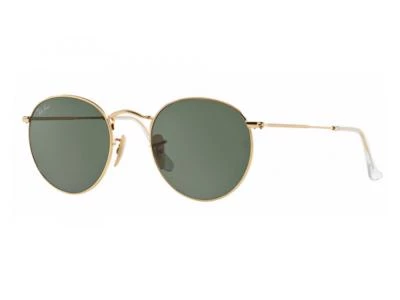 rb3447_001_tq Ray-Ban Round Metal Gold with Green Crystal Lenses