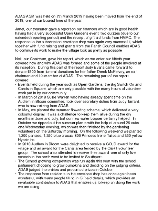AGM Chairman's Report