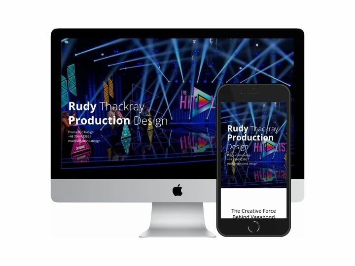 Desktop and mobile screenshots of the Rudi Thackray website