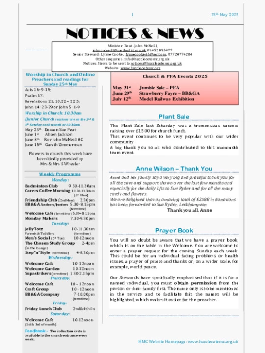 HMC Notices 25 May 2025