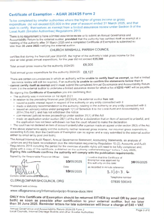 24-25 Certificate of Exemption