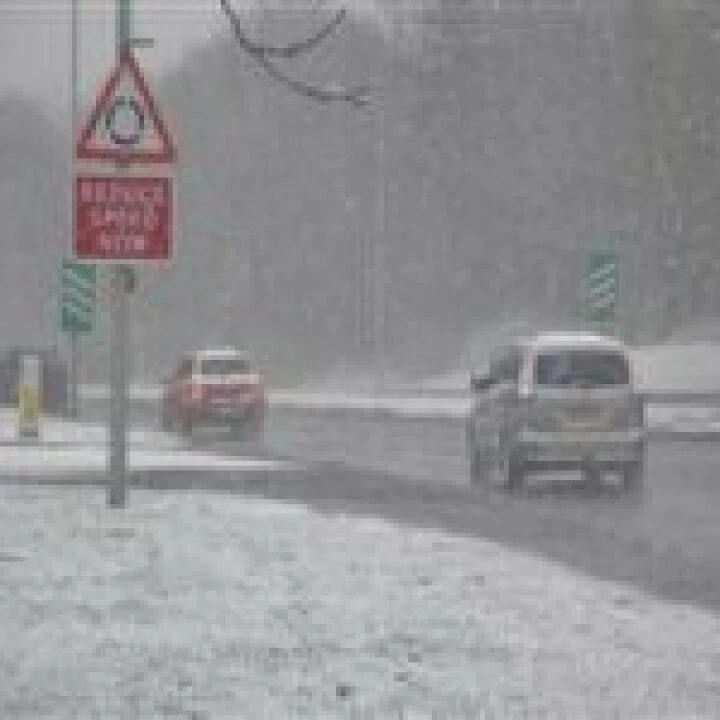 Cars driving in snow