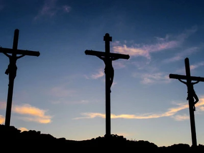 three crosses on hill