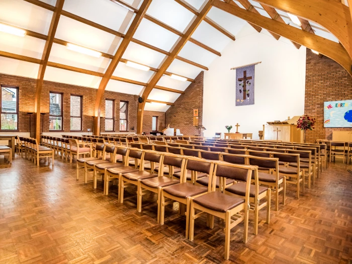 chairs laid out in the main church hall
