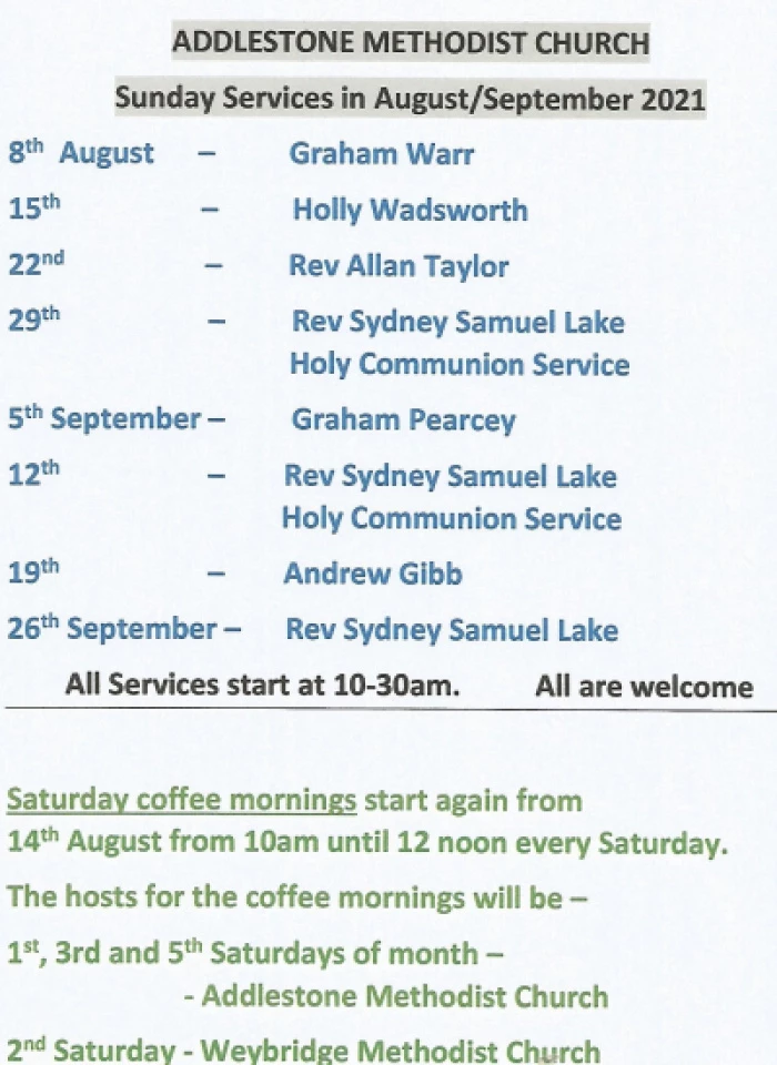 church services sept  oct 21