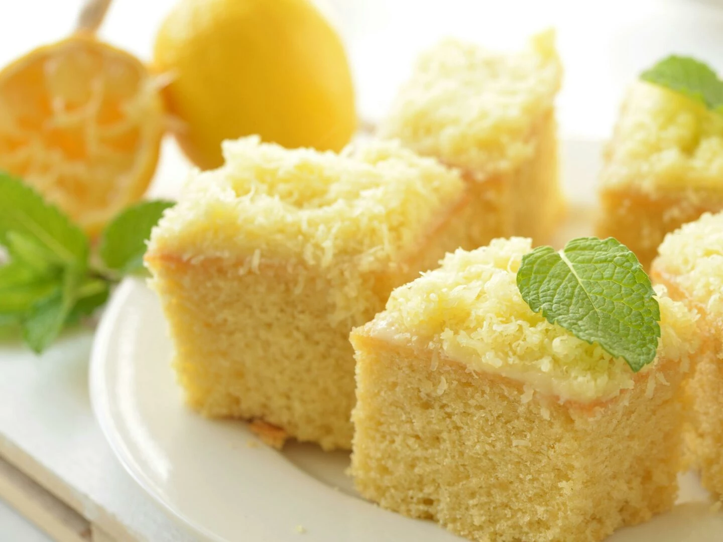 close up of lemon cake on plate