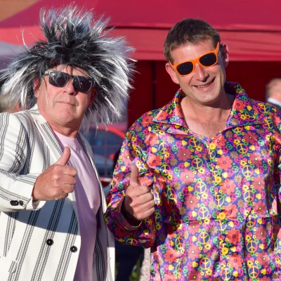 concert goers in fancy dress