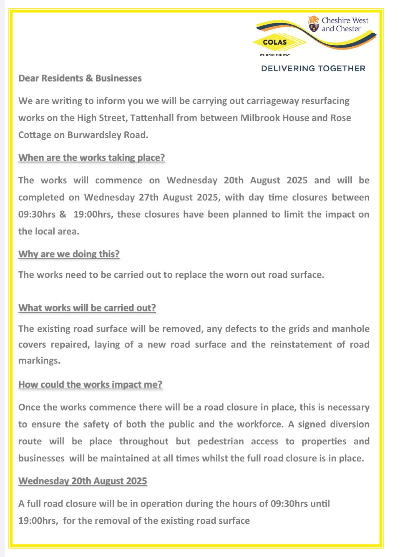 cwac road report 2