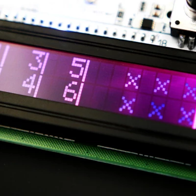 detail of the lcd menu on a thanos amc controller