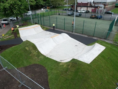 drone view of padiham skatepark