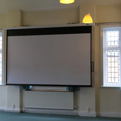 drop down screen in the billiard room