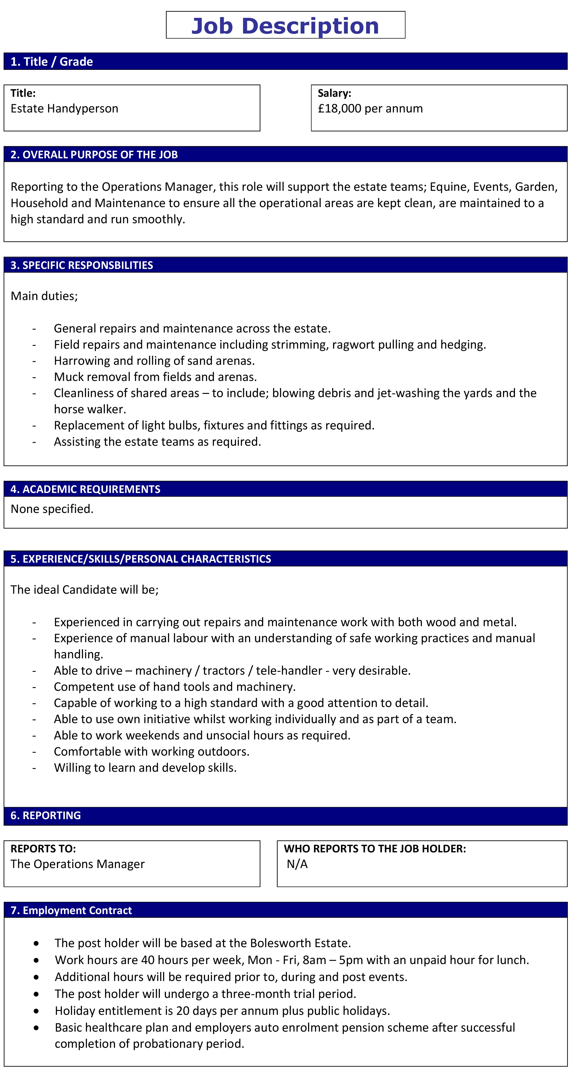 estate handyperson job description march 20191