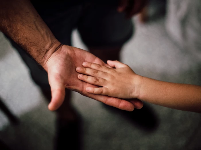 father and child39s hands together