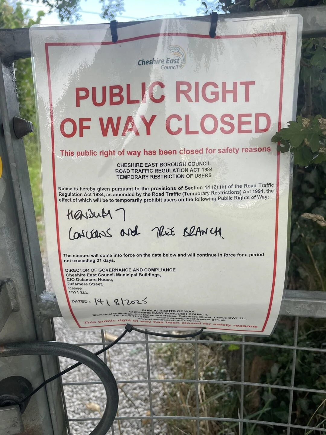 footpath closed