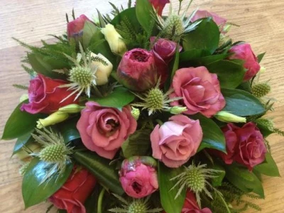 funeral flowers sympathy posy pad roses pink