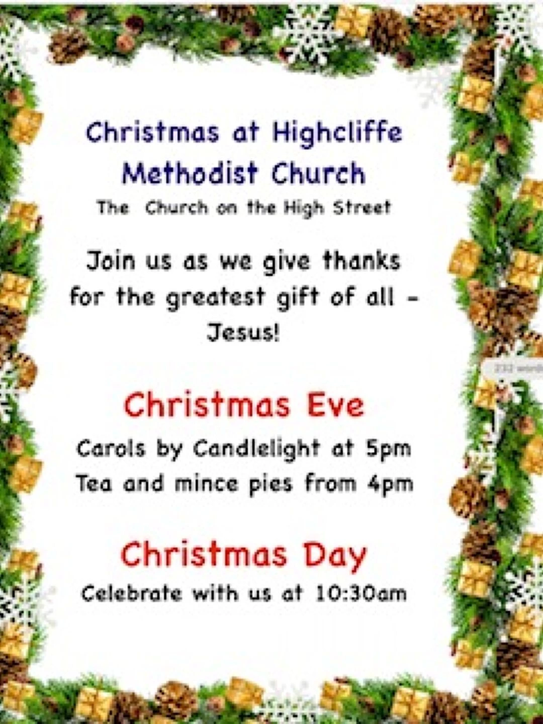 highcliffe christmas services