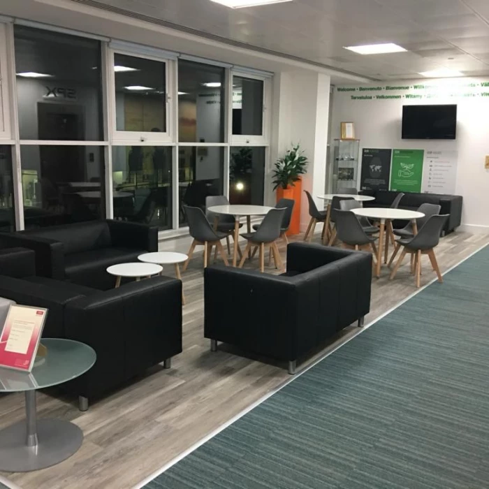 informal seating area at spx flow offices in manchester
