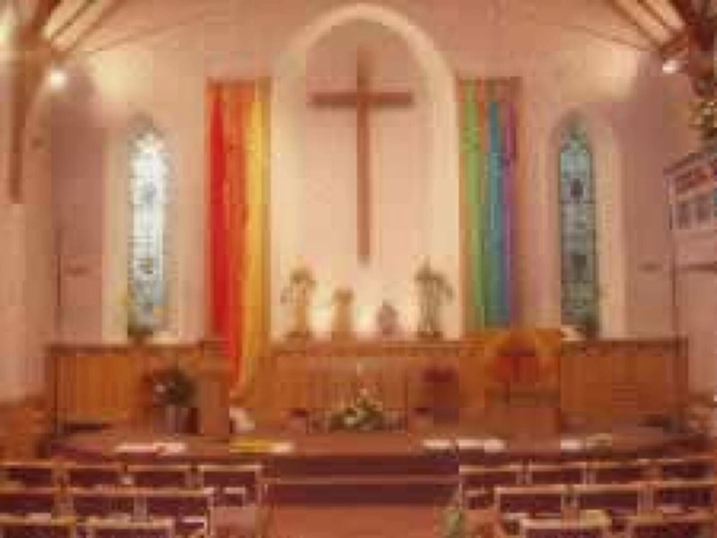 inside the church at the front