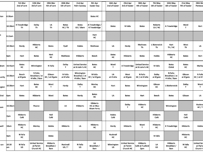 Newark & Southwell Methodist Circuit Preaching Plan