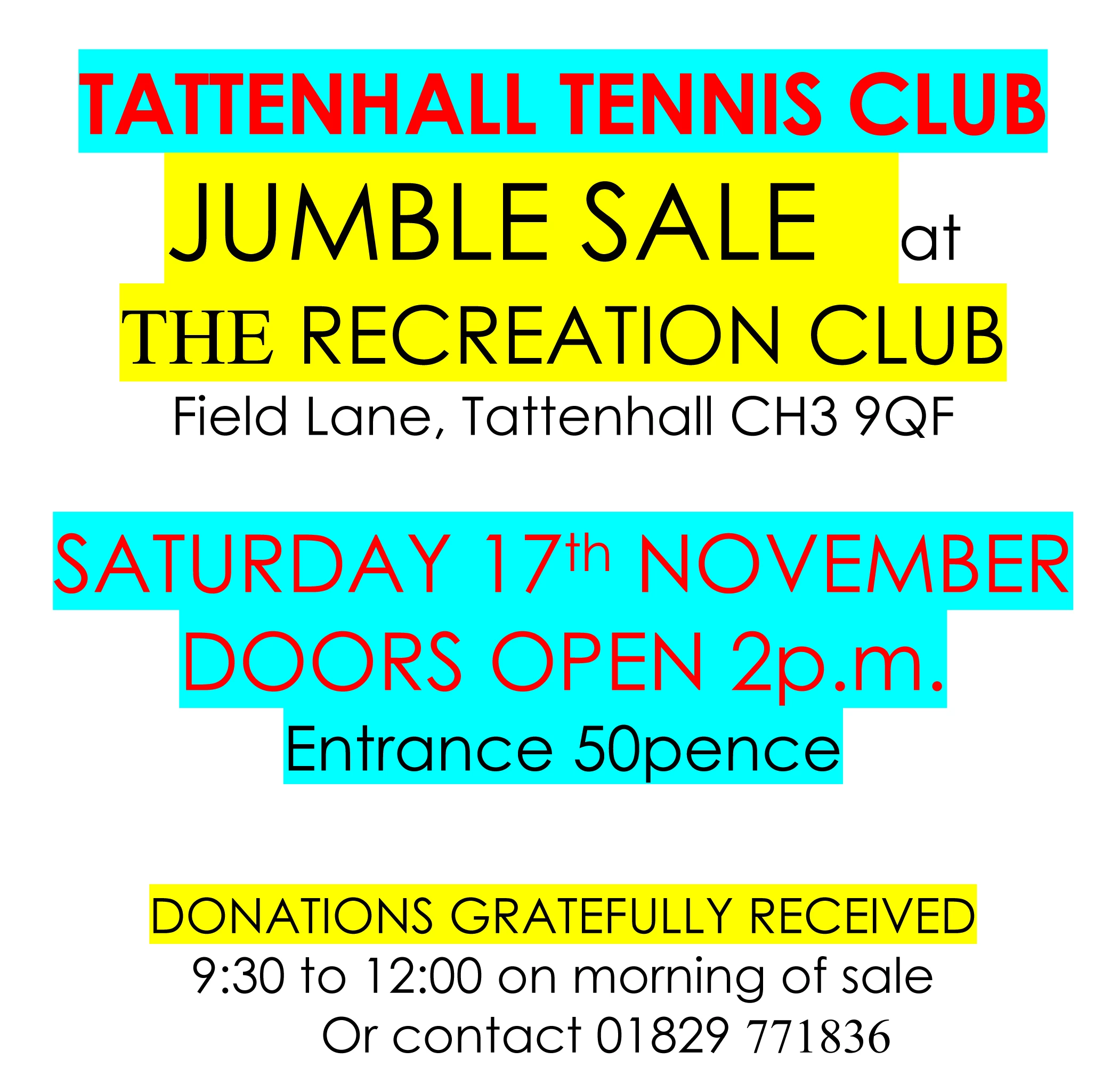 jumble sale nov 18
