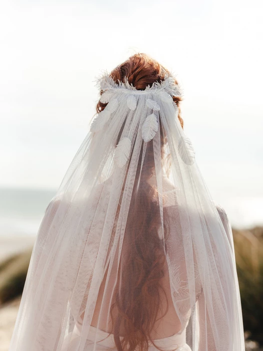 lace feathers halo veil little wing p