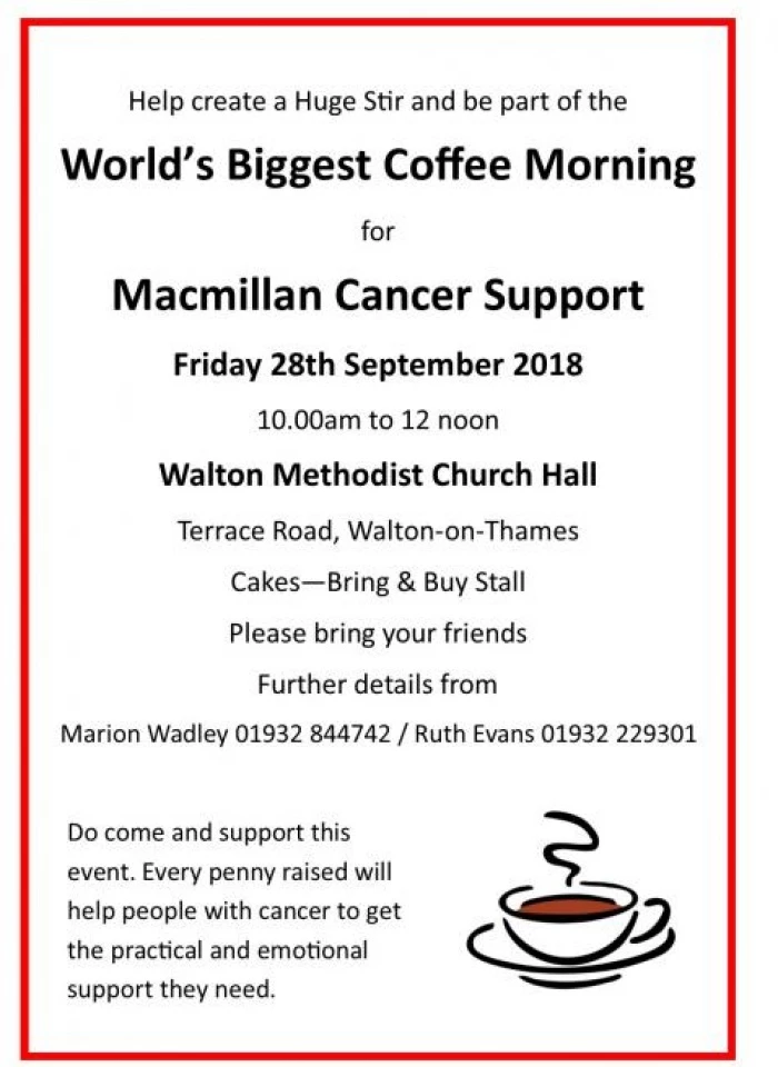 macmillan coffee morning  walton 2018