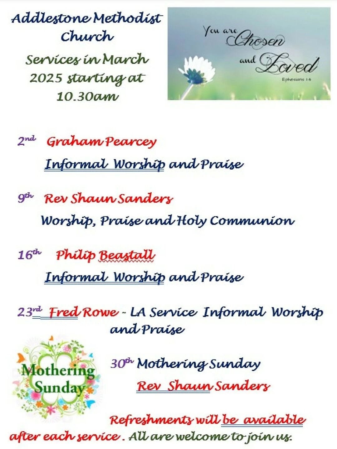 march 2025 sunday services