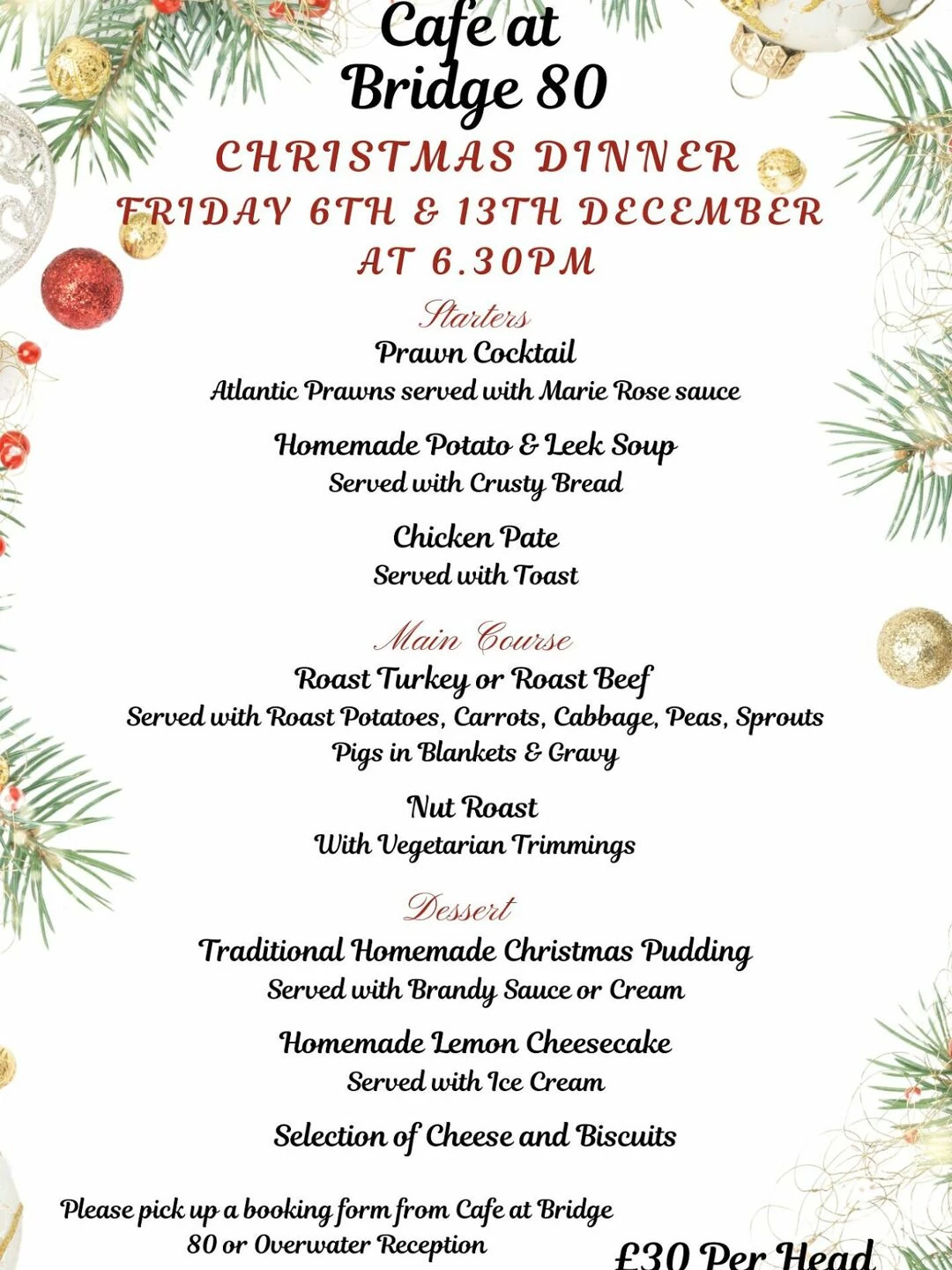 minimalist elegant merry christmas border a4 menu