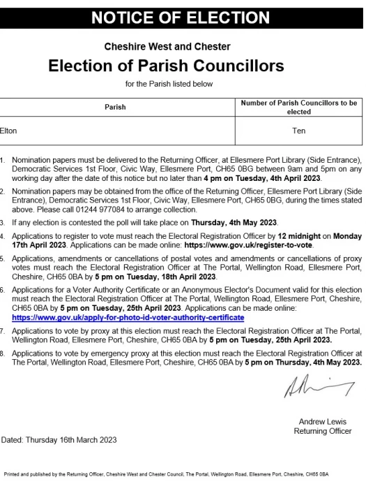 notice of election 2023