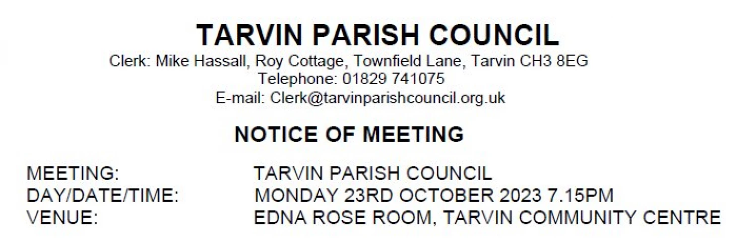 parish council meeting notice october 2023