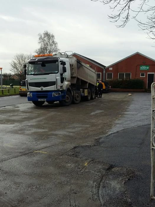 playing field  resurfacing work on car park
