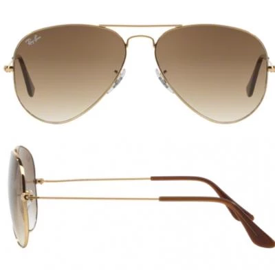 rayban aviator in gold with gradient brown lenses rb3025 00151